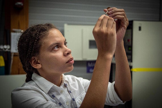 Student pictured in a research lab